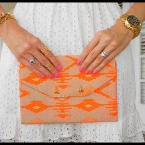 Stella and Dot Aztec Orange & Tan Clutch